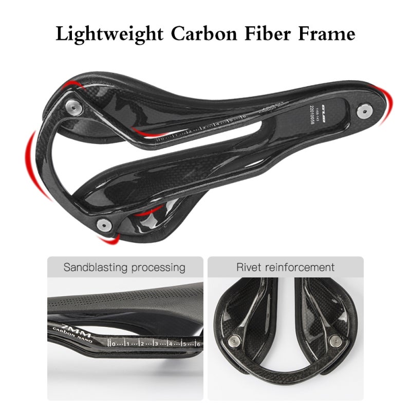 GUB Bike Seat Lightweight Carbon Fiber Bicycle Saddle Cushion with Micro Leather Cover for Road Bike and Mountain Bike - Image 5