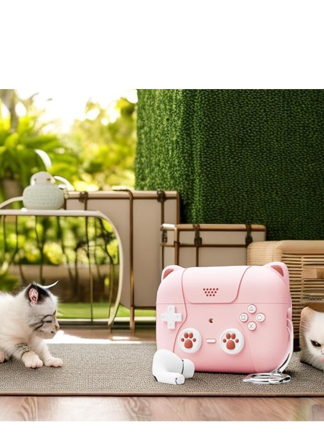Mmmon - Compatible with AirPods Pro 2nd Generation Case Classic Handheld Game Console Design Shell Soft Leather Silicone Case for Apple AirPods Pro 2 Charging Case(Pink) - Image 1