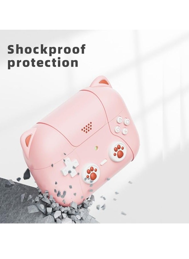 Mmmon - Compatible with AirPods Pro 2nd Generation Case Classic Handheld Game Console Design Shell Soft Leather Silicone Case for Apple AirPods Pro 2 Charging Case(Pink) - Image 1