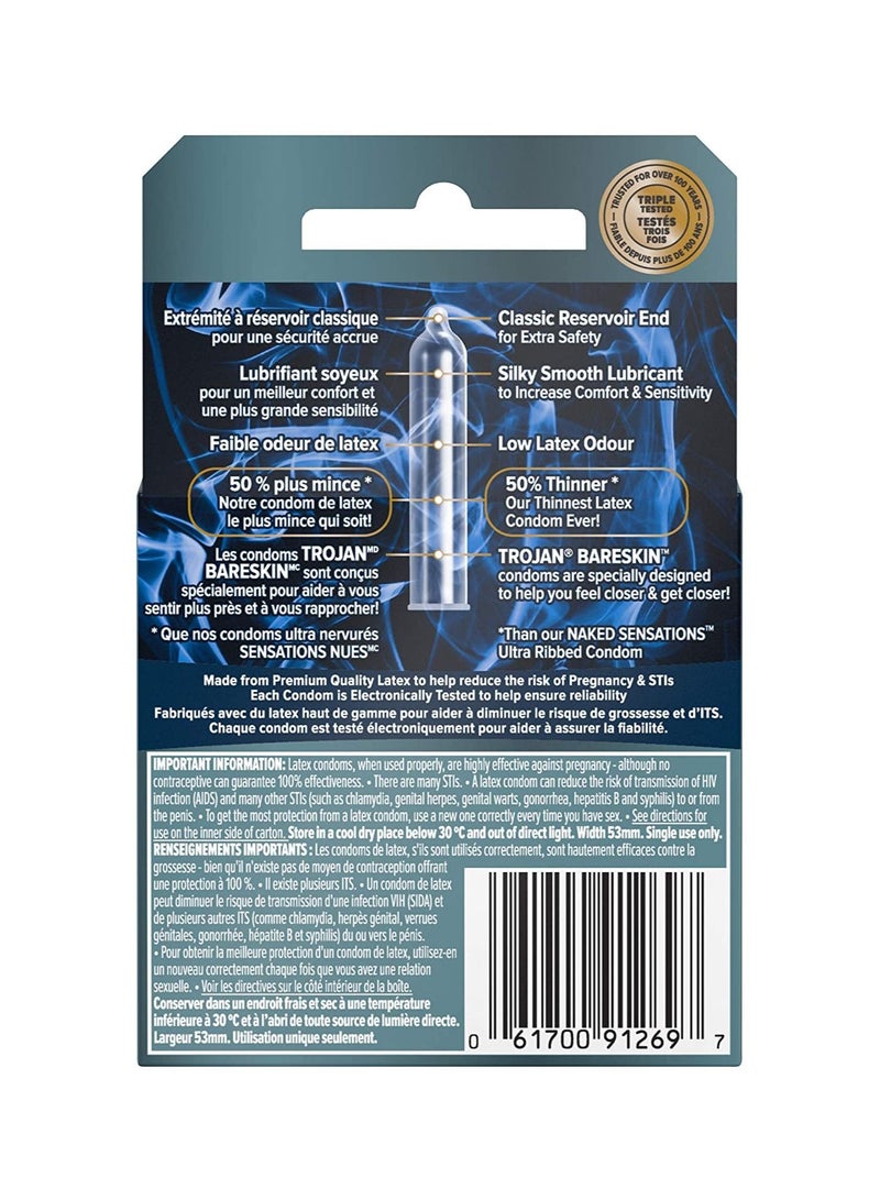 TROJAN Bareskin Lubricated Latex Condoms 3 Count - Image 2