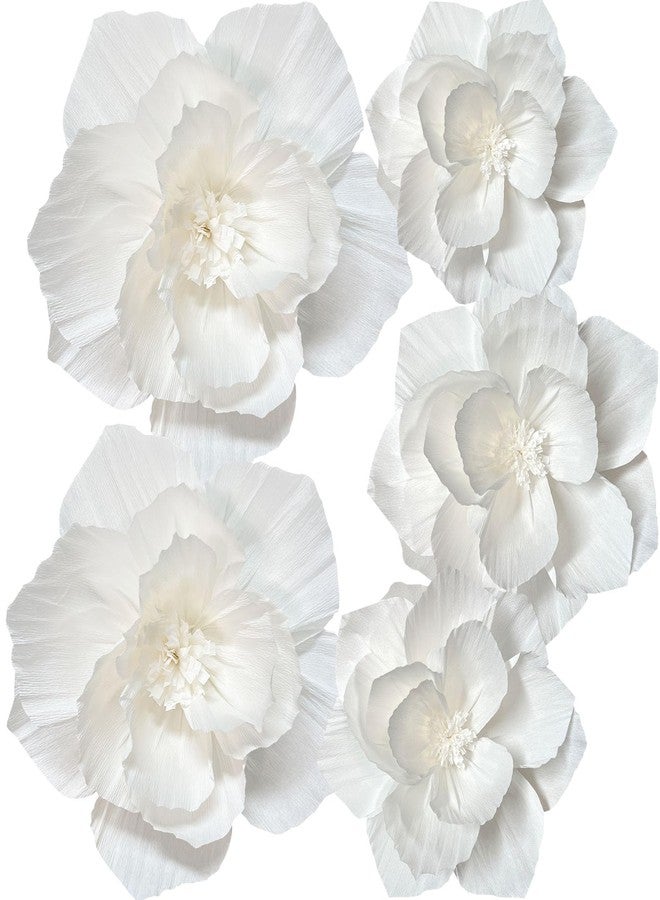 ANSOMO White Paper Flowers Artificial 3D Wall Décor Wedding Birthday Bridal Baby Shower Nursery Room Backdrop Table Centerpieces Party Decorations Supplies - Image 1