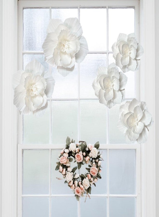 ANSOMO White Paper Flowers Artificial 3D Wall Décor Wedding Birthday Bridal Baby Shower Nursery Room Backdrop Table Centerpieces Party Decorations Supplies - Image 4