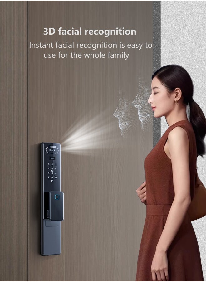 ALINK - Smart Door Lock Smart Lock with Camera,WiFi Video Intercom Lock,Two Way Audio,Palmprint Recognition, Fingerprint Door Lock ,Jlink APP Remote Control ,Model LS1 Greyblue - Image 1