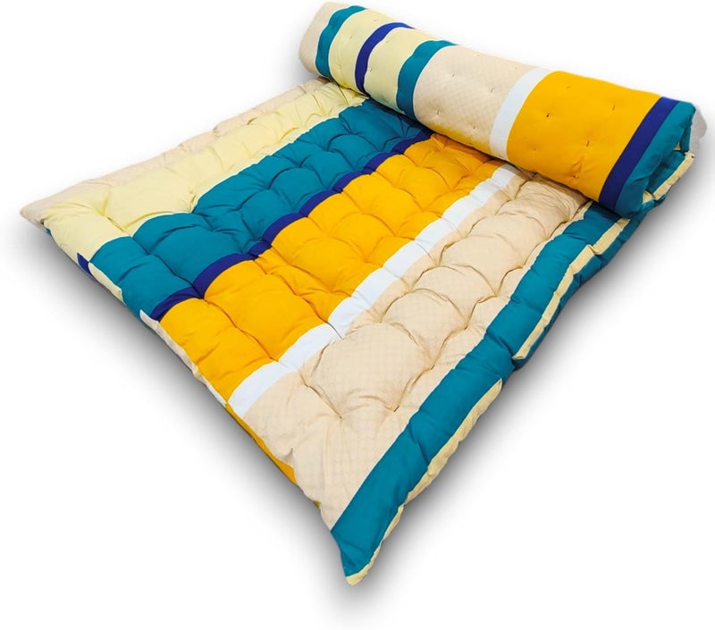 Deevine Craft مرتبة ديفين كرافت الزهرية الأرضية القطنية المبطنة مقاس 36×72 بوصة بتصميم ثلاثي الأبعاد باللون البيج، نمط الفوتون الياباني المخطط، مرتبة نوم خفيفة الوزن قابلة للطي واللف، مرتبة سرير مفرد - Image 5