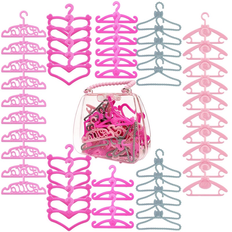 HighFun 50PCS Doll Hangers for Barbie Hangers for Doll Clothes 1 Pink Lovely Box Storage for 115 inch Dolls Girl Gifts Birthday Gifts - Image 4