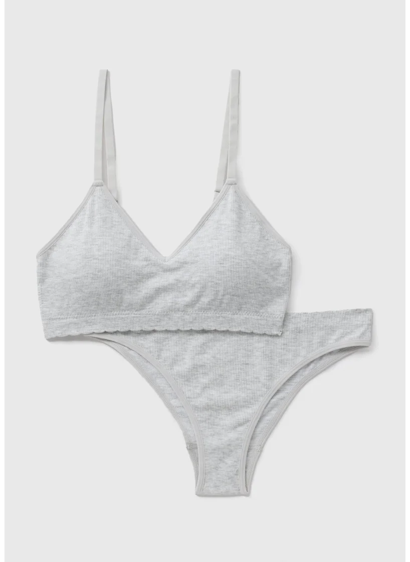 Matalan Grey Seamless Bra & Briefs Set