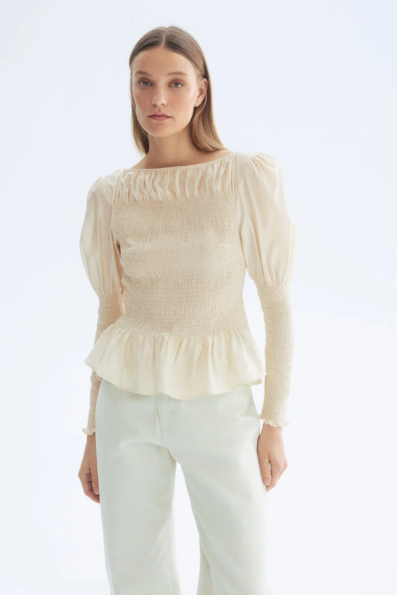 H&M Smocked viscose-blend blouse