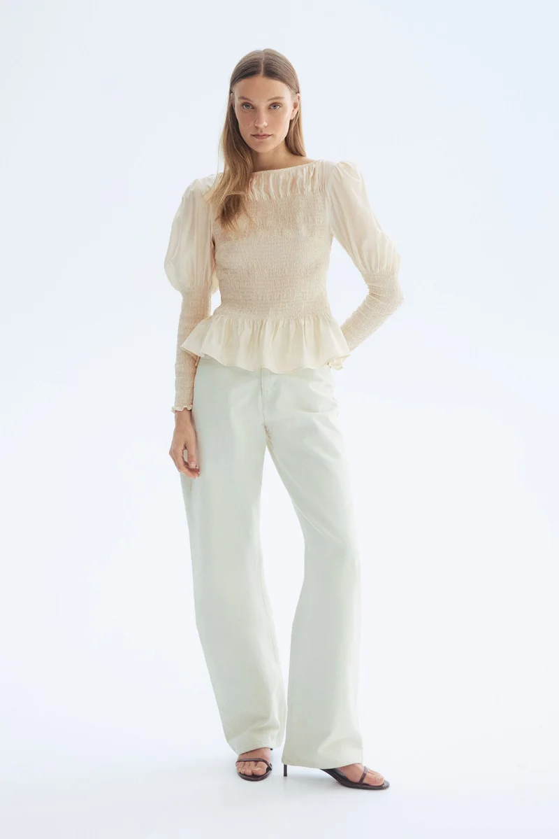 H&M Smocked viscose-blend blouse