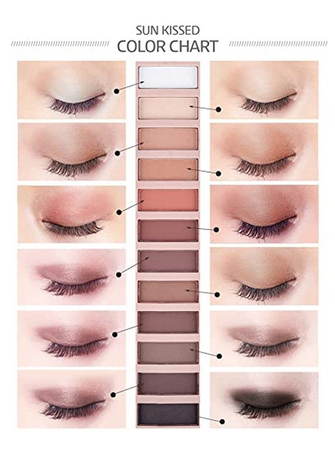 URQT 2Pcs Pro 12 Colors Matte + Shimmer Nude Naked Eyeshadow Palette Natural Velvet Texture Pigmented Blendable Diamond Smokey Eye Shadow Pallet Kit With Brush (Natural) - Image 3