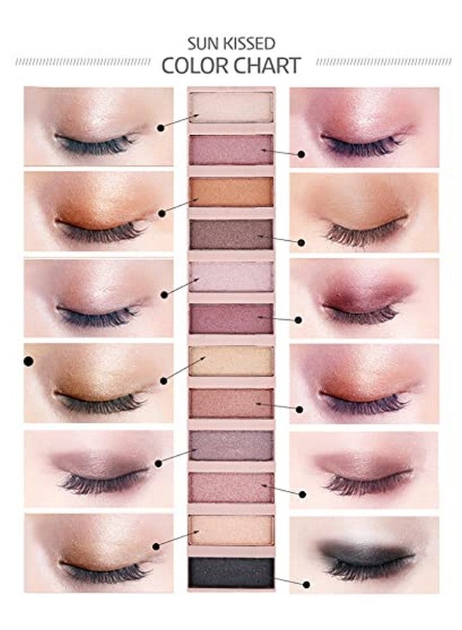 URQT 2Pcs Pro 12 Colors Matte + Shimmer Nude Naked Eyeshadow Palette Natural Velvet Texture Pigmented Blendable Diamond Smokey Eye Shadow Pallet Kit With Brush (Natural) - Image 2