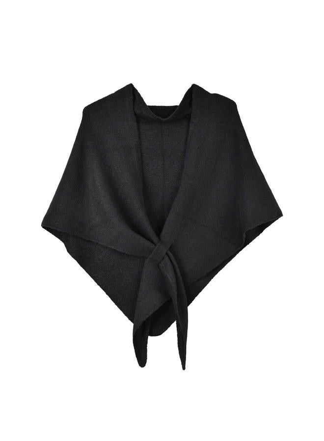 FeelfunFeather Shawl Wraps for Women Knitted Triangle Cashmere Shawl Scarf Pashmina Cardigan Cape for Winter, Black, 6Ft - Image 1
