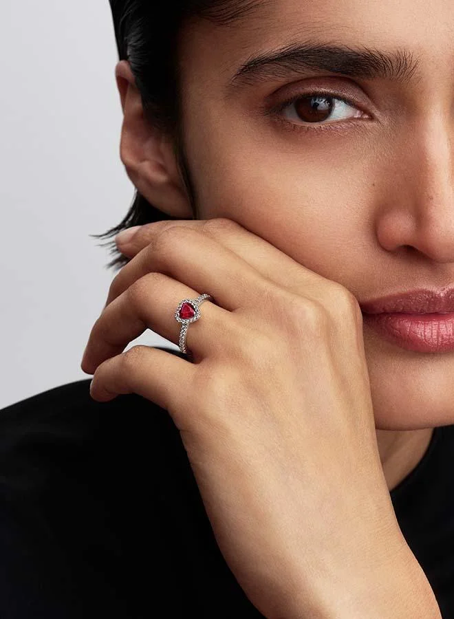 PANDORA  Elevated Fuchsia Rose Heart Ring for Women | Best Price UAE