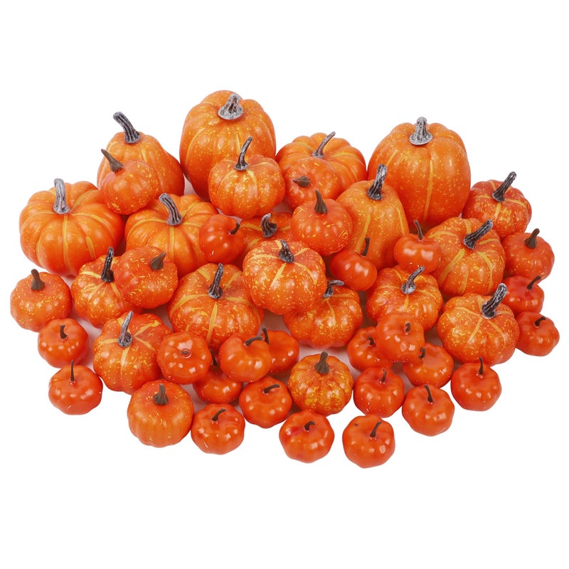 winemana 46 Pcs Assorted Size Artificial Pumpkins Fall Decorations  Orange Foam Pumpkin Autumn Decor  Decorative Faux Pumpkin for Harvest Thanksgiving Table Centerpiece Mantle Bowl Wedding Party - Image 1