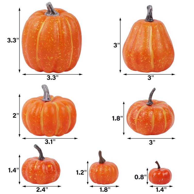 winemana 46 Pcs Assorted Size Artificial Pumpkins Fall Decorations  Orange Foam Pumpkin Autumn Decor  Decorative Faux Pumpkin for Harvest Thanksgiving Table Centerpiece Mantle Bowl Wedding Party - Image 2
