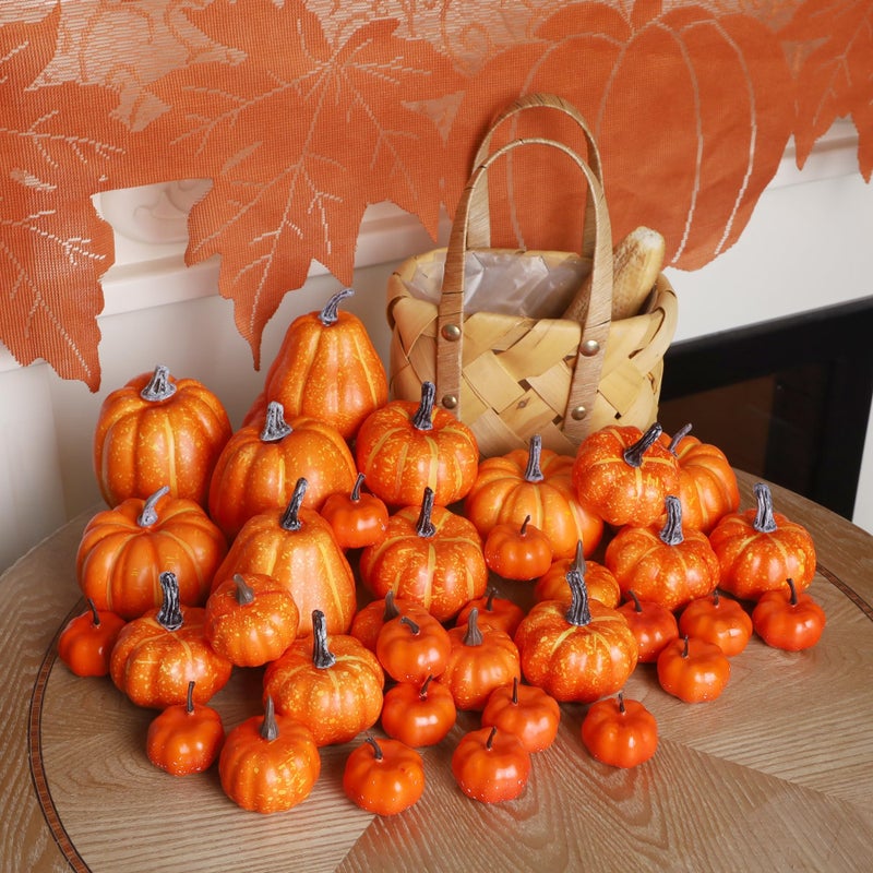 winemana 46 Pcs Assorted Size Artificial Pumpkins Fall Decorations  Orange Foam Pumpkin Autumn Decor  Decorative Faux Pumpkin for Harvest Thanksgiving Table Centerpiece Mantle Bowl Wedding Party - Image 5
