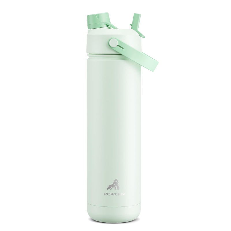 POWCAN 26 oz Insulated Water Bottle with 2-in-1 Straw and Spout Lid, Keep Cold 24H, Leak-Proof, Fits in Car Cup Holder, Stainless Steel Water Bottle for Sports, Travel, and School (Mint) - Image 1