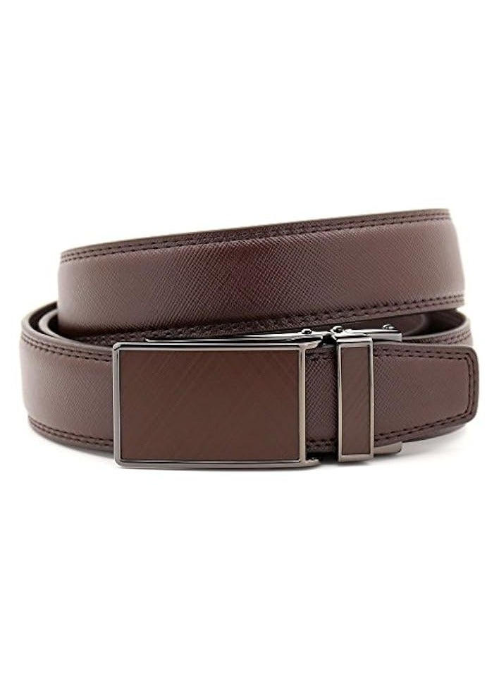 بروماس حزام رجالي، أحزمة بنطال من جلد البولي يوريثان للرجال مع إبزيم أسهل قابل للتعديل، أحزمة جينز كاجوال للرجال، حزام كلاسيكي للعمل، حزام أنيق للرجال، حزام بسقاطة مع إبزيم تلقائي - بني - Image 4