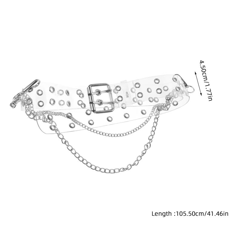 Transparent Belt With Double Grommet Design Women Men Adjustable Belt Casual Waist Chian For Outfits Statement Looks - Image 5