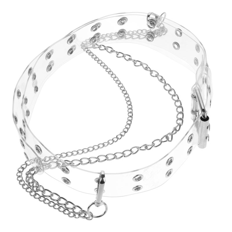 Transparent Belt With Double Grommet Design Women Men Adjustable Belt Casual Waist Chian For Outfits Statement Looks - Image 1