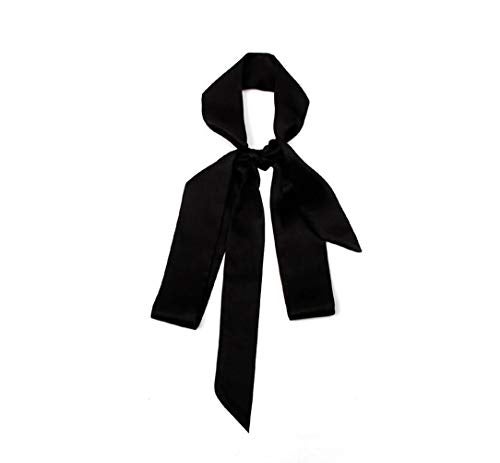 UPSTORE 1PCS Black Long 200cm/2.18 Yards Multifunction Women Thin Chiffon Long Tie Scarf -Silk Scarves Bag Band Belt Neckerchief for Spring Summer - Image 1