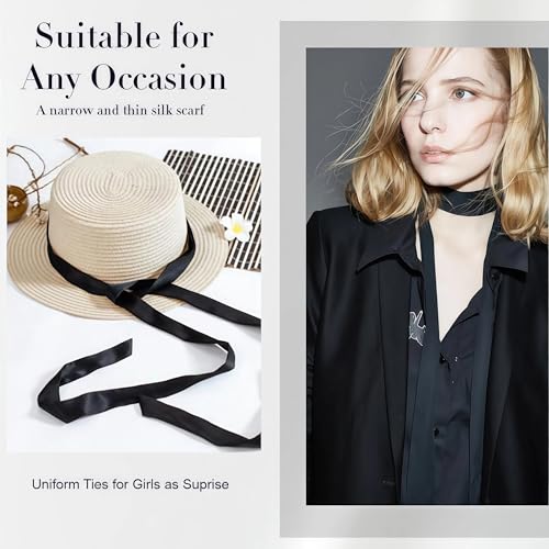 UPSTORE 1PCS Black Long 200cm/2.18 Yards Multifunction Women Thin Chiffon Long Tie Scarf -Silk Scarves Bag Band Belt Neckerchief for Spring Summer - Image 4