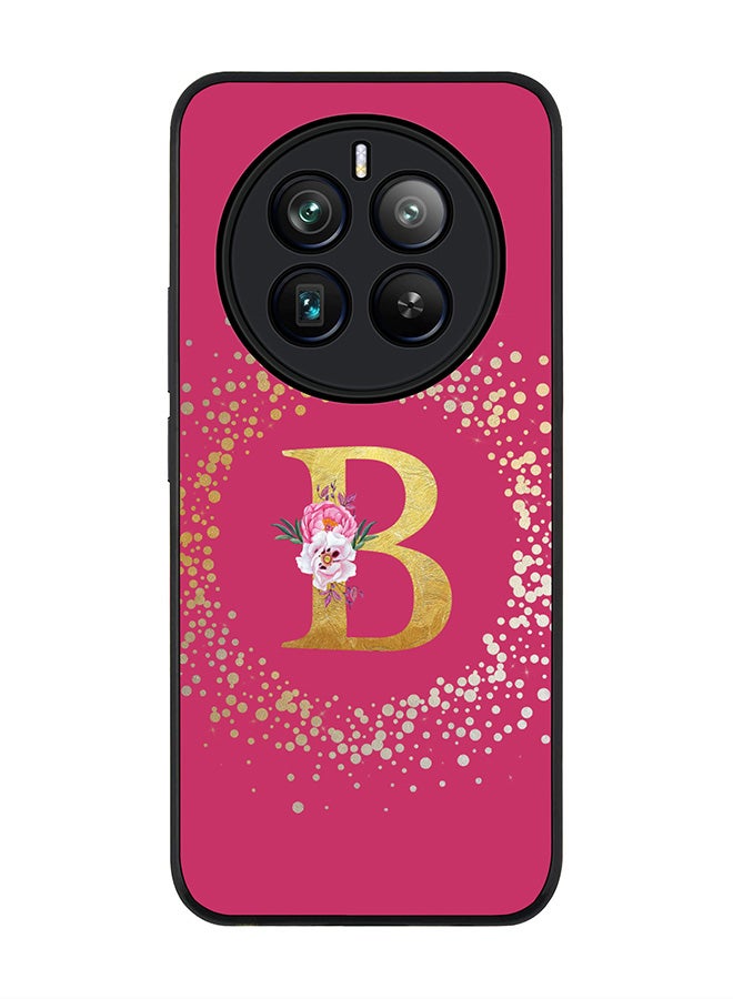 Stylizedd Rugged Black edge case for Realme 12 Pro / Realme 12 Pro Plus 5G, Custom Monogram Initial Letter Floral Pattern Alphabet-B (Deep Pink Rose) - Image 1