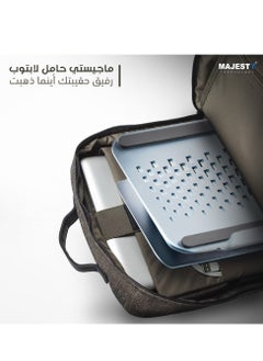 ماجيستي حامل لابتوب المنيوم بقاعدة دوارة 360 درجة تصميم مريح للمكتب ، ارتفاع قابل للتعديل والطي متعدد الزوايا، فتحات تهوية يدعم نوت بوك وماك بوك برو اير، فضي  - Image 5