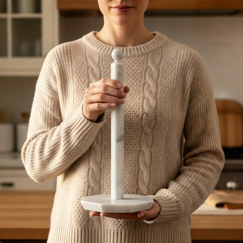 MARBLE RANGE Stable domestic stock Marble Paper Towel Holder 12.5 Inch White Handmade Countertop Stand for Kitchen & Bathroom, Elegant Stone Design, Paper Towels Organizer, Home Essentials, Kitchen Decor Accessories Multiple local stock source - Image 5