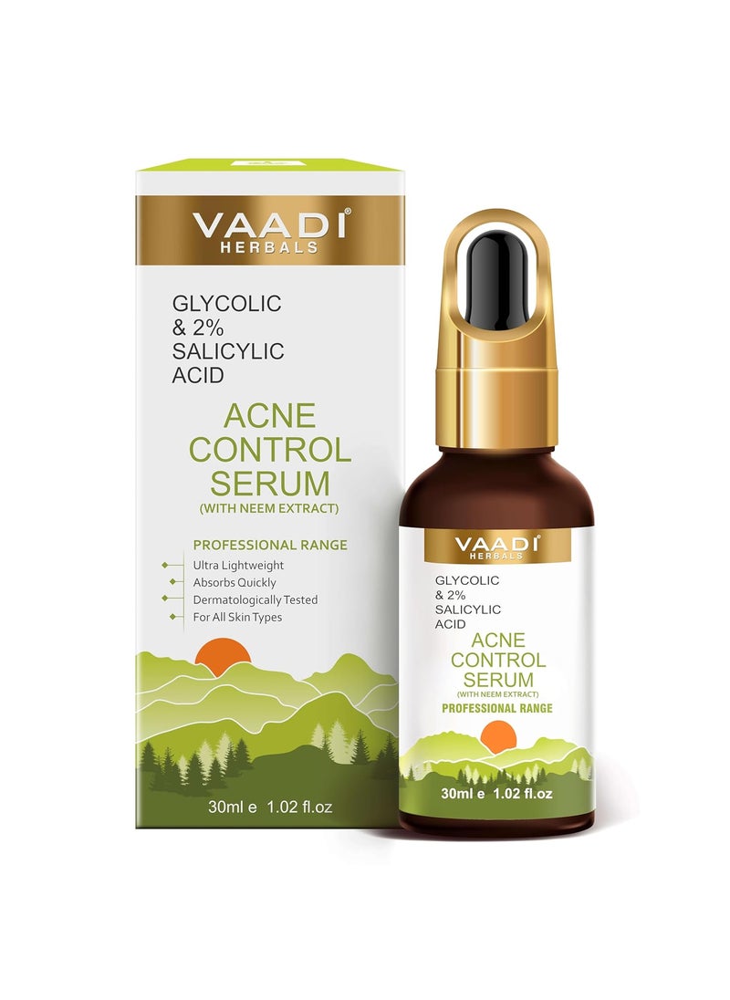 VAADI HERBALS - Anti Acne Face Serum With Glycolic & 2% Salicylic Acid - 30ml - Image 1