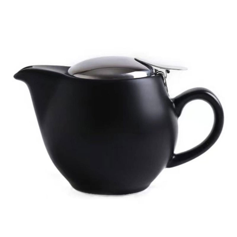 Auxmeware - Small Ceramic Teapot With Stainless Steel Infuser  Heat Resistant  Perfect Tea Maker  Black  350Ml/12.0Oz - Image 1