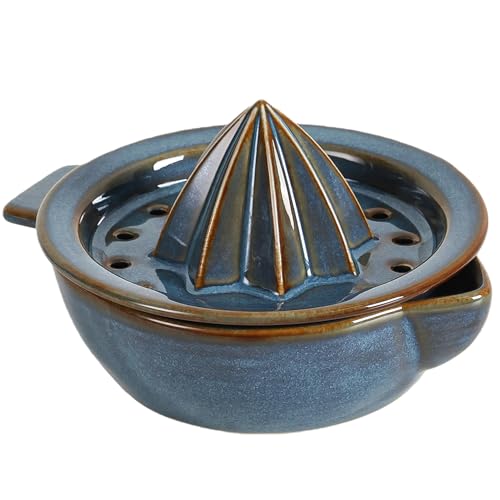 Tuioyoc Ceramic Citrus Lemon Orange Juicer Manual Squeezer, Hand Juicer Reamer Rotation Press with 6.8oz Bowl, Strainer Lid, Spout, Handle, Dishwasher Safe, Easy to Clean - Image 1