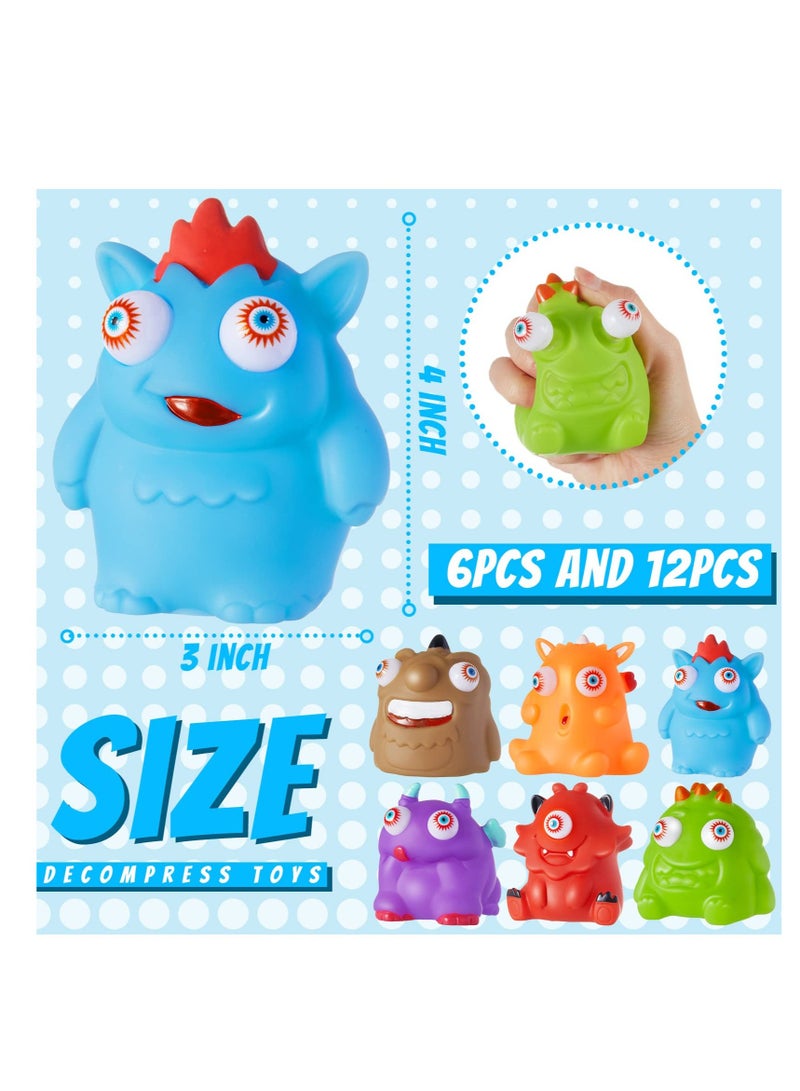 Excefore 6 Pcs Stress Relief Toys, Squeeze Toys with Pop Out Eyes, Fun Squeeze Stress Relief Toys for Kids, Birthday Party Favors for Boys Girls - Image 3