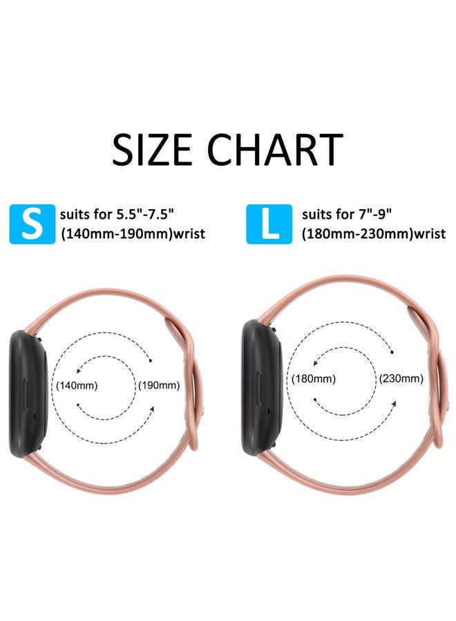 AK 3 PACK Sport Band Compatible with Fitbit Sense 2 / Sense Bands/ Fitbit Versa 4 / Versa 3 Bands Women Men, Classic Soft Straps for Fitbit Sense 2 / Sense / Versa 4 / Versa 3 Smart Watch (Small,Rose - Image 3