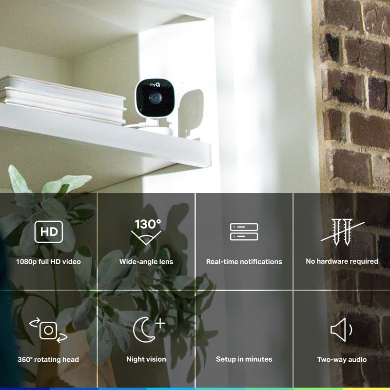 Chamberlain myQ Smart Indoor Security Camera â€“ 1080p HD Video, Night Vision, Motion Detection, Wi-Fi, Two-Way Audio, Smartphone Control - Image 2