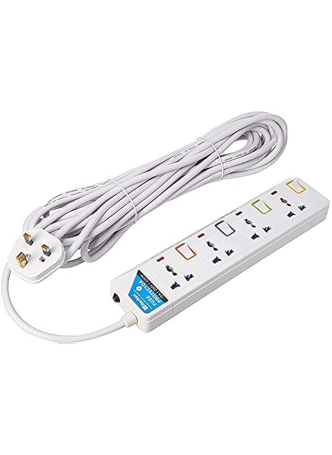 Narken Extension Cord 4 Ways 3 Meter Electric Universal Power Strip Wire 13a Fuse Surge With Separate Single Switch and Indicate Light Max 13a 3250w Ac 250v  - Image 1