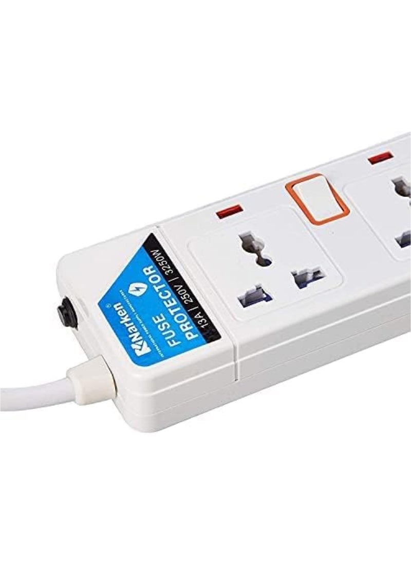 Narken Extension Cord 4 Ways 3 Meter Electric Universal Power Strip Wire 13a Fuse Surge With Separate Single Switch and Indicate Light Max 13a 3250w Ac 250v  - Image 2