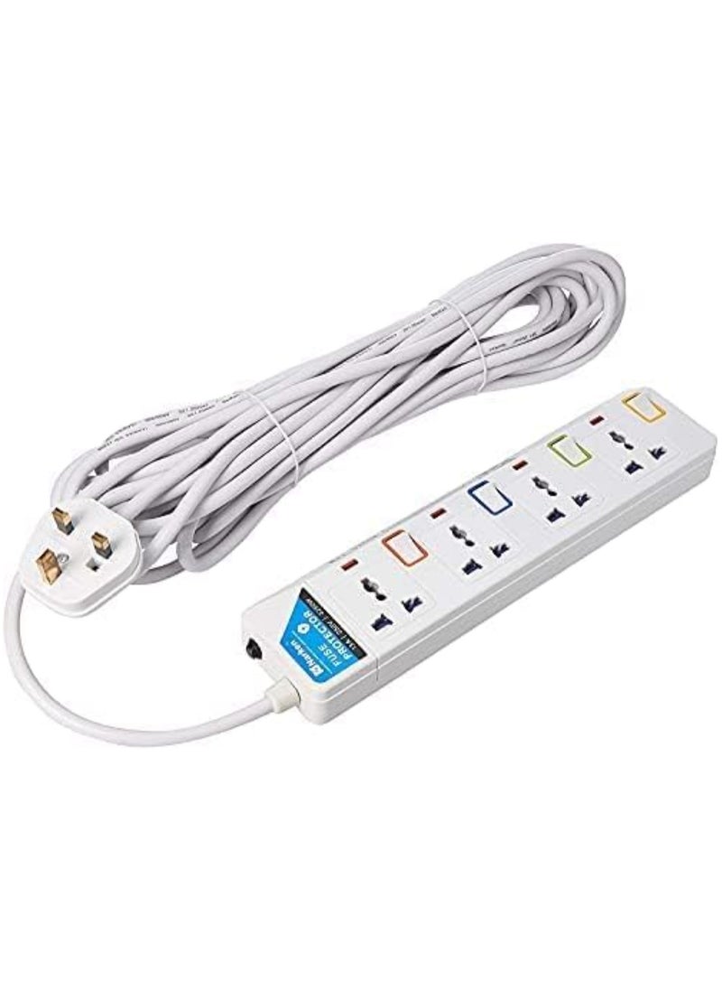 Narken Extension Cord 4 Ways 3 Meter Electric Universal Power Strip Wire 13a Fuse Surge With Separate Single Switch and Indicate Light Max 13a 3250w Ac 250v  - Image 5