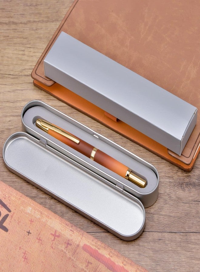 Wikult Jinhao 10 Press Fountain Pen with Box, Caramel Orange Gradient Retractable Medium Nib with Ink Converter Set (Golden Clip) - Image 4