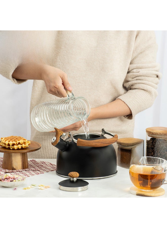 Black Whistle Kettle To Make Coffee To Make Milk Sound Boiling Kettle 2.5L Spray Color Sound Kettle Stove Universal-Color:Black-Capacity:2.5L - Image 5
