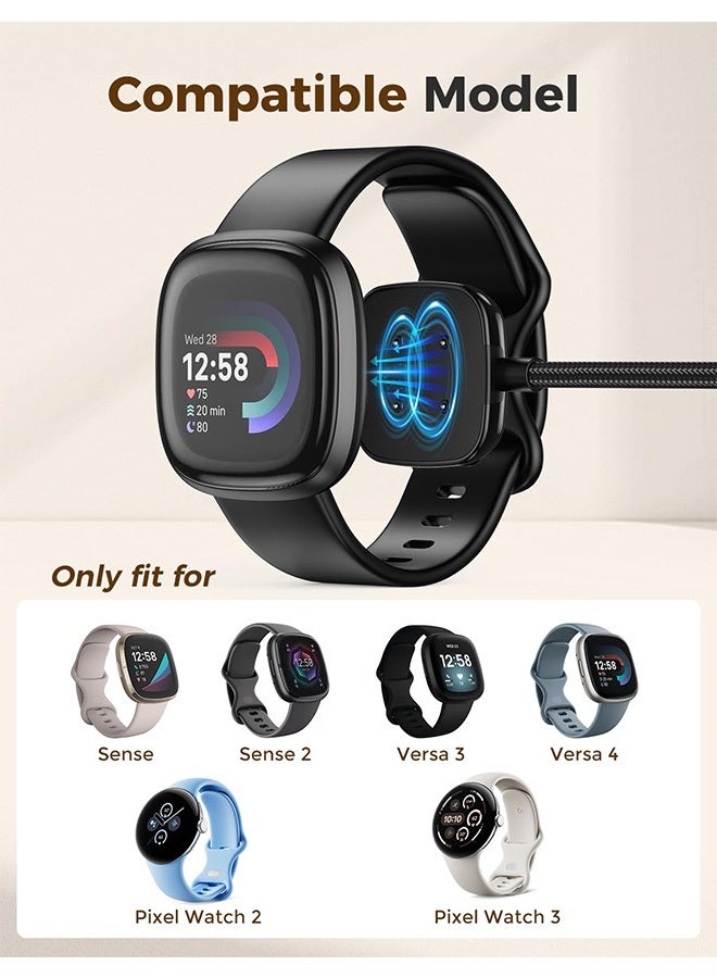 Gecomo 2 PCS Upgraded Charger, 2 in 1 Portable Charger Dock Cord,  for Fitbit Versa 4/Sense 2/Versa 3/Sense Smartwatch Charger - Image 2