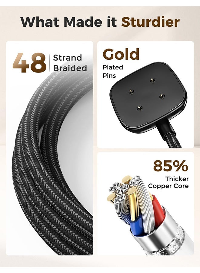 Gecomo 2 PCS Upgraded Charger, 2 in 1 Portable Charger Dock Cord,  for Fitbit Versa 4/Sense 2/Versa 3/Sense Smartwatch Charger - Image 3