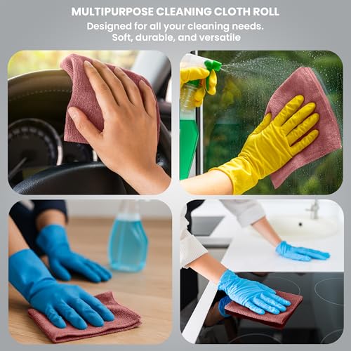 ShineXPro Microfiber Cleaning Cloth Roll, 50Pcs, 10000 Times Washable - 10X Cheaper Than Paper Kitchen Towel Roll - Ultra Absorbent Lint Free Microfiber Cleaning Cloth for Kitchen - Tearable, Reusable - Image 3