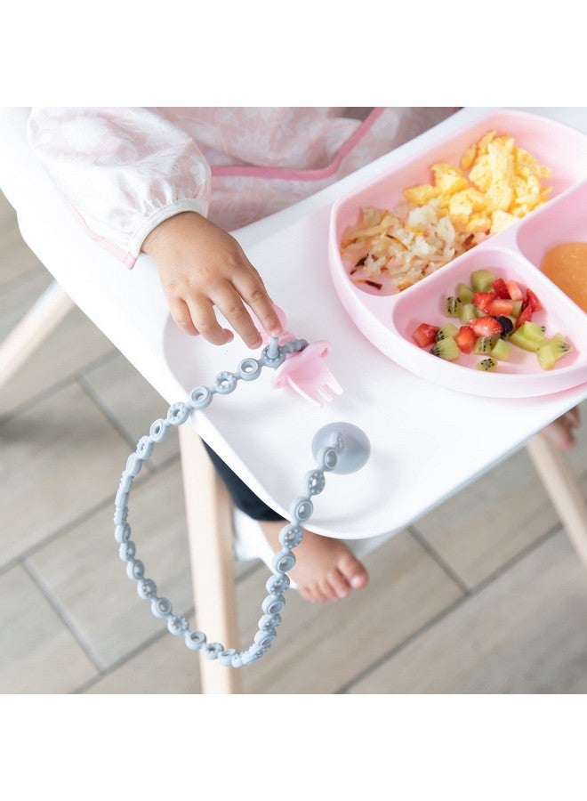 BUMKiNs Pacifier Clip Feeding Supplies For Baby Girl Or Boy Toy Straps For Sippy Cup Teether Stroller Accessories Platinum Silicone Accessory Tether Leash Safe For Teething Babies Gray - Image 4