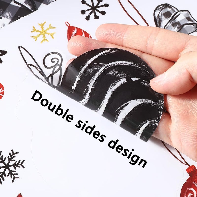 Vellibring 136 PCS Christmas Window Clings Stickers Winter Snowflakes Merry Christmas Tree Pine Branches Window Decals for Xmas Party Home Holiday Shop Glass Display Decoration - Image 4