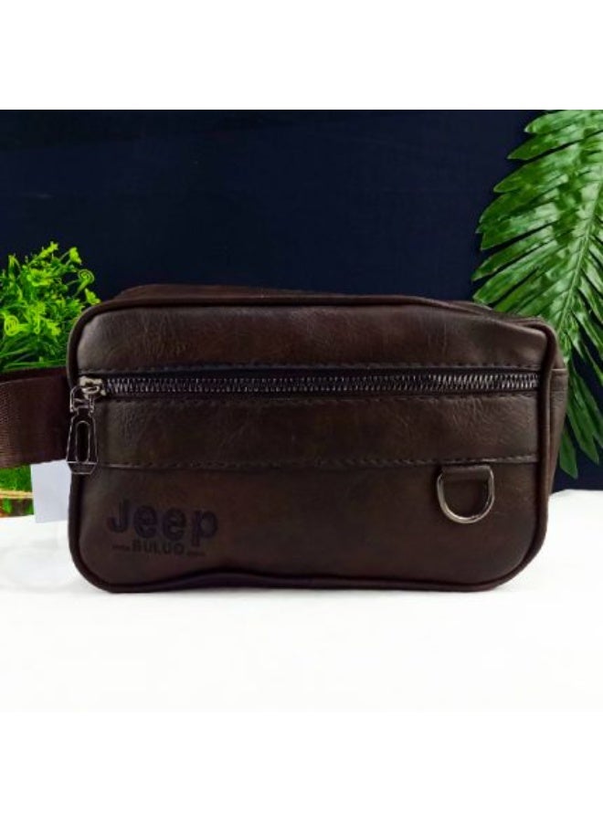 Jeep Buluo Pocket Handbag, High Quality Leather - Brown - Image 1
