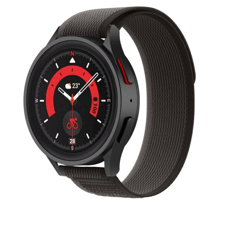 سوار ساعة ذكية سوار نايلون حلقي متوافق مع Samsung Galaxy Watch 5 بملاءمة قابلة للتعديل وحزام بديل باللون أزرق قابل للتعديل - Image 3