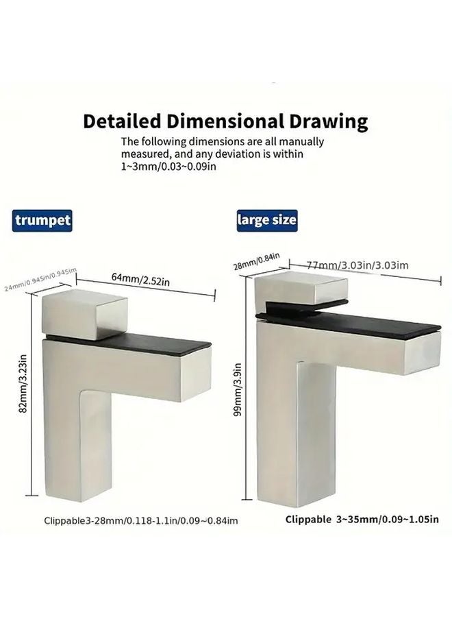 2Pcs Black F Shaped Glass Shelf Brackets Adjustable Multi Functional Bathroom - Image 4