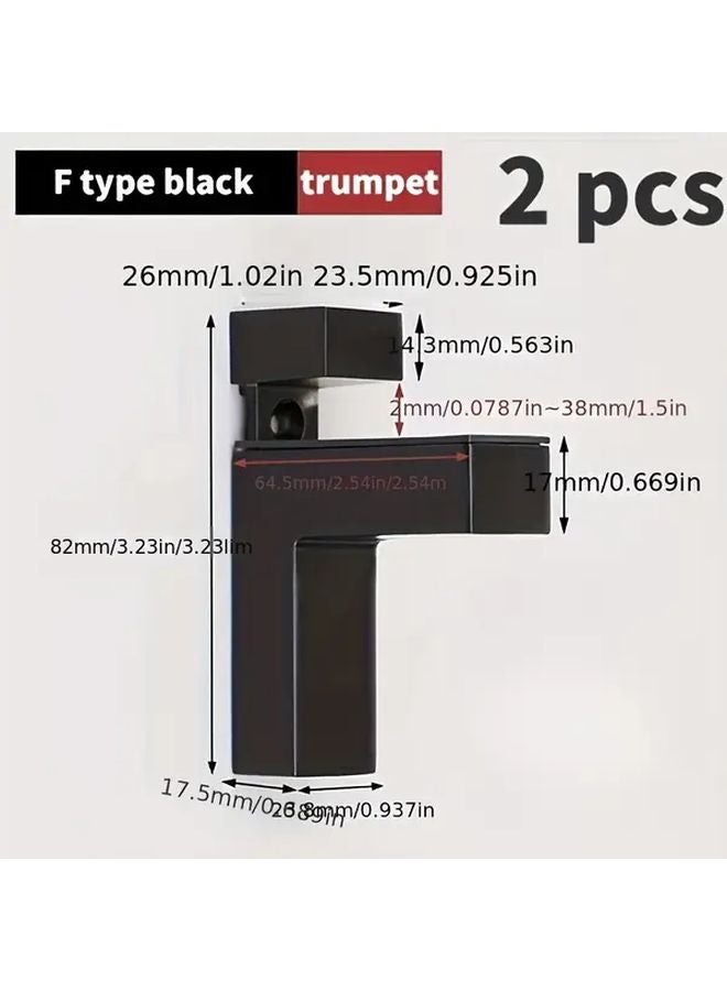 2Pcs Black F Shaped Glass Shelf Brackets Adjustable Multi Functional Bathroom - Image 1