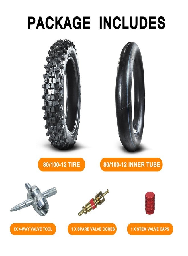 HOLATO Rear 80/100-12 3.00-12 Tire and Inner Tube for 110cc 125cc CRF70 CRF110 XR70 KLX110 TTR90 PW80 RM60 RM65 TaoTao DB14 SSR Apollo Coolster Dirt Pit Bike Motorcycle Off Road Motocross Heavy Duty - Image 5