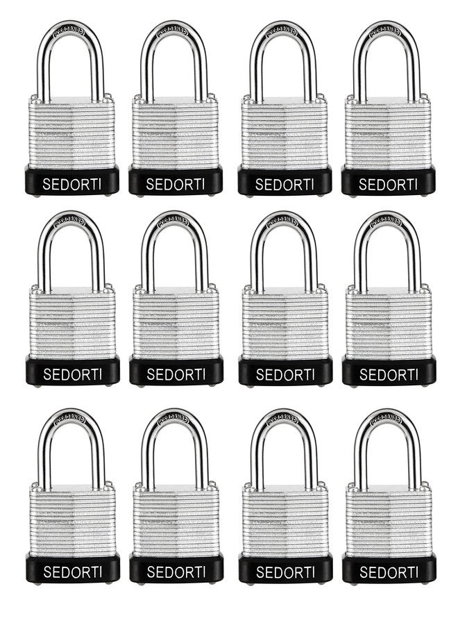 SEDORTI Laminated Steel Padlock Set, 1-1/4" Wide Body, Small Heavy Duty Locker Lock, Keyed Alike Padlocks, Lock for Gym Locker, Luggage, Suitcase, Baggage, Toolbox, Case, Pack of 12 - Image 1
